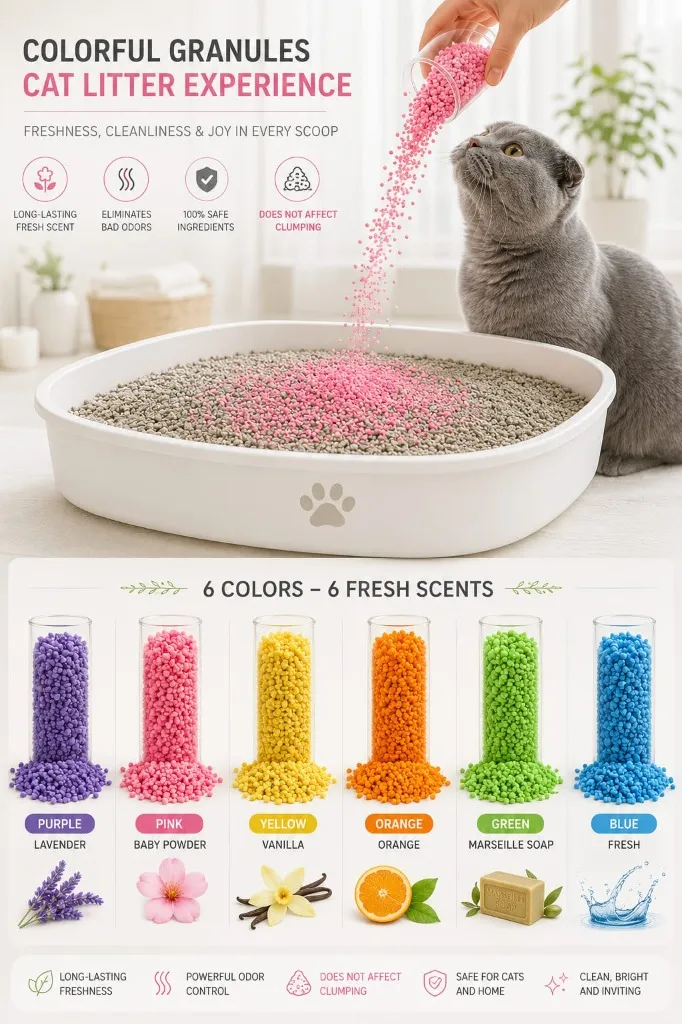 Kokulu renkli granül - 6 renk 6 koku seçeneği infografik